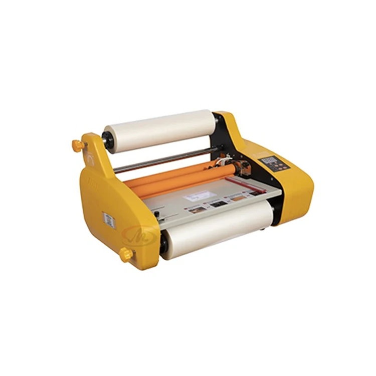Yellow Or Black Fm3510 Desktop Heated Hot Roll Laminator For Wholesale Double Sides Lamination
