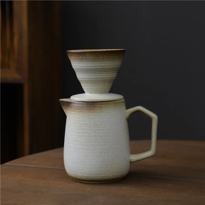Matte Black Ceramic Pour Over Coffee Dripper Maker Pot with coffee Brewer Filter