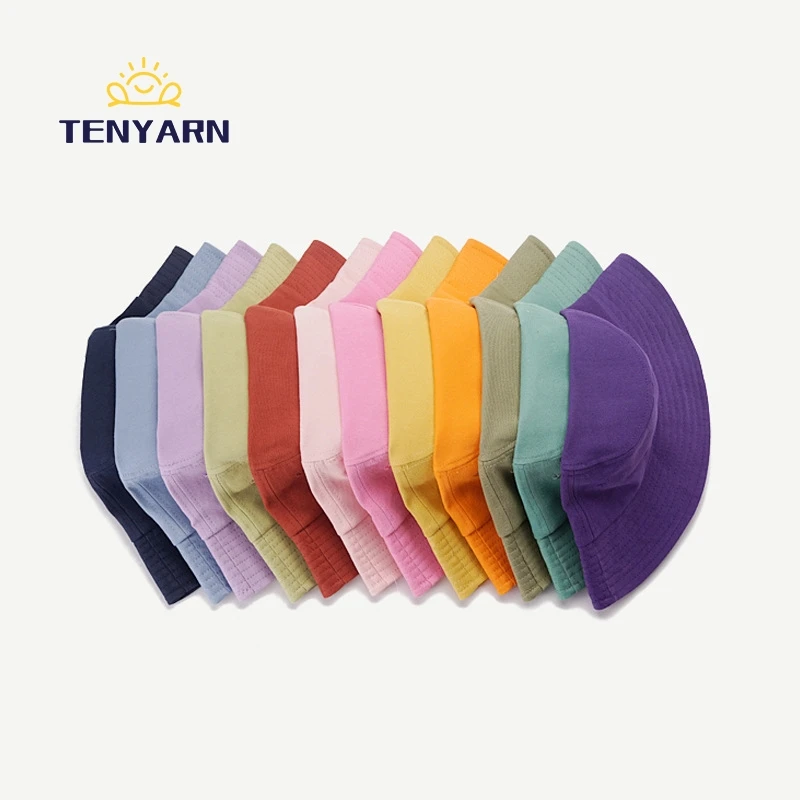 Tenyarn Woman Fashion Hot Sale 100% Pure Cotton Plain Solid Color High Quality Bucket Hats And Caps Wholesale