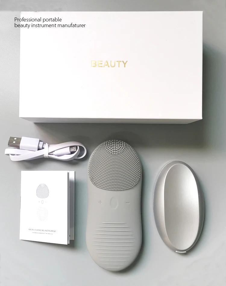 Yazibeauty Private Label Sonic Face Brush Massager, Custom Electronic Exfoliating Brush, Silicone Facial Cleansing Brush