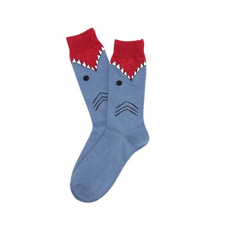 BY-N403 men cotton quality socks knitted breathable socks crew shark socks