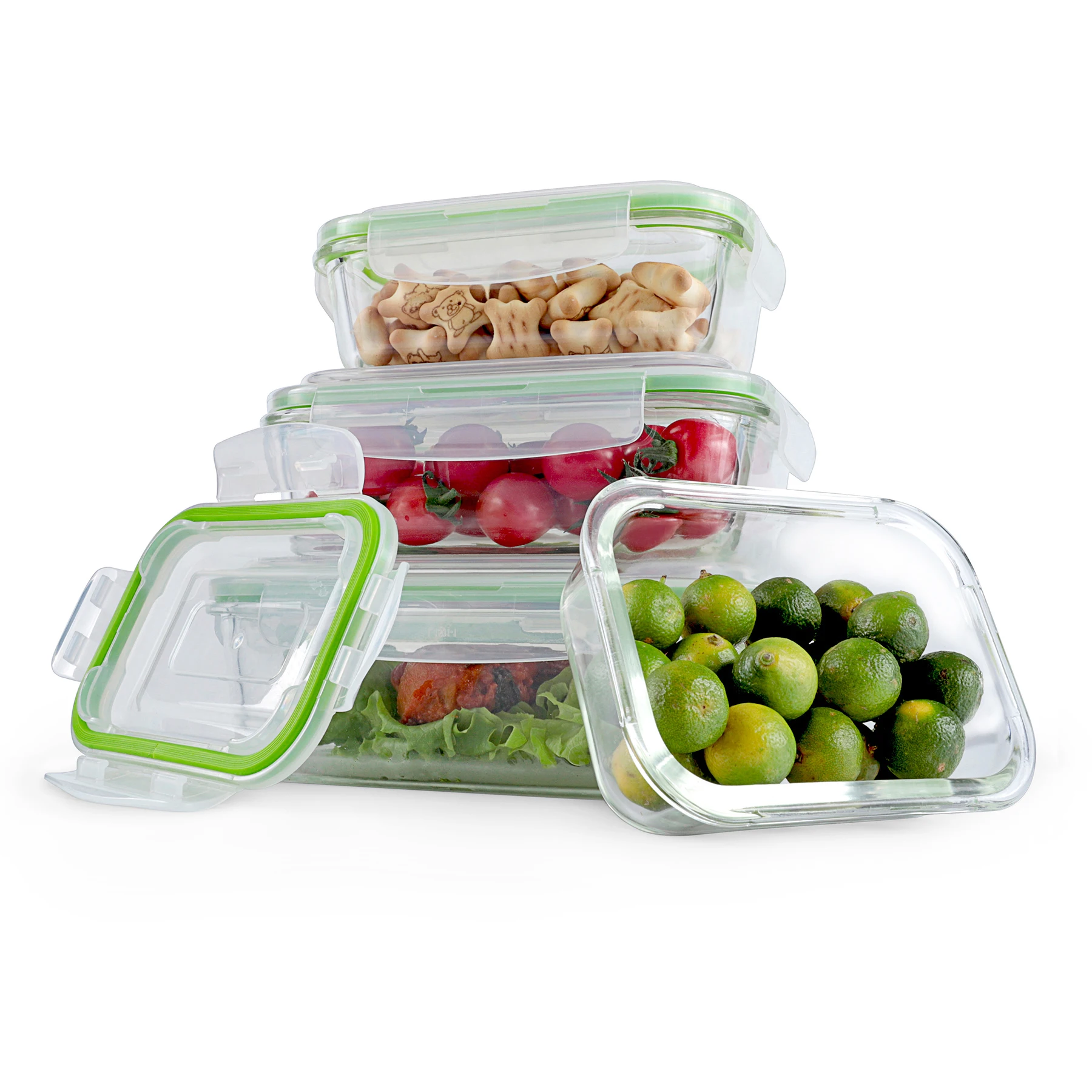 Professional 3 compartment glass lunch box baby storage containers food container with lid