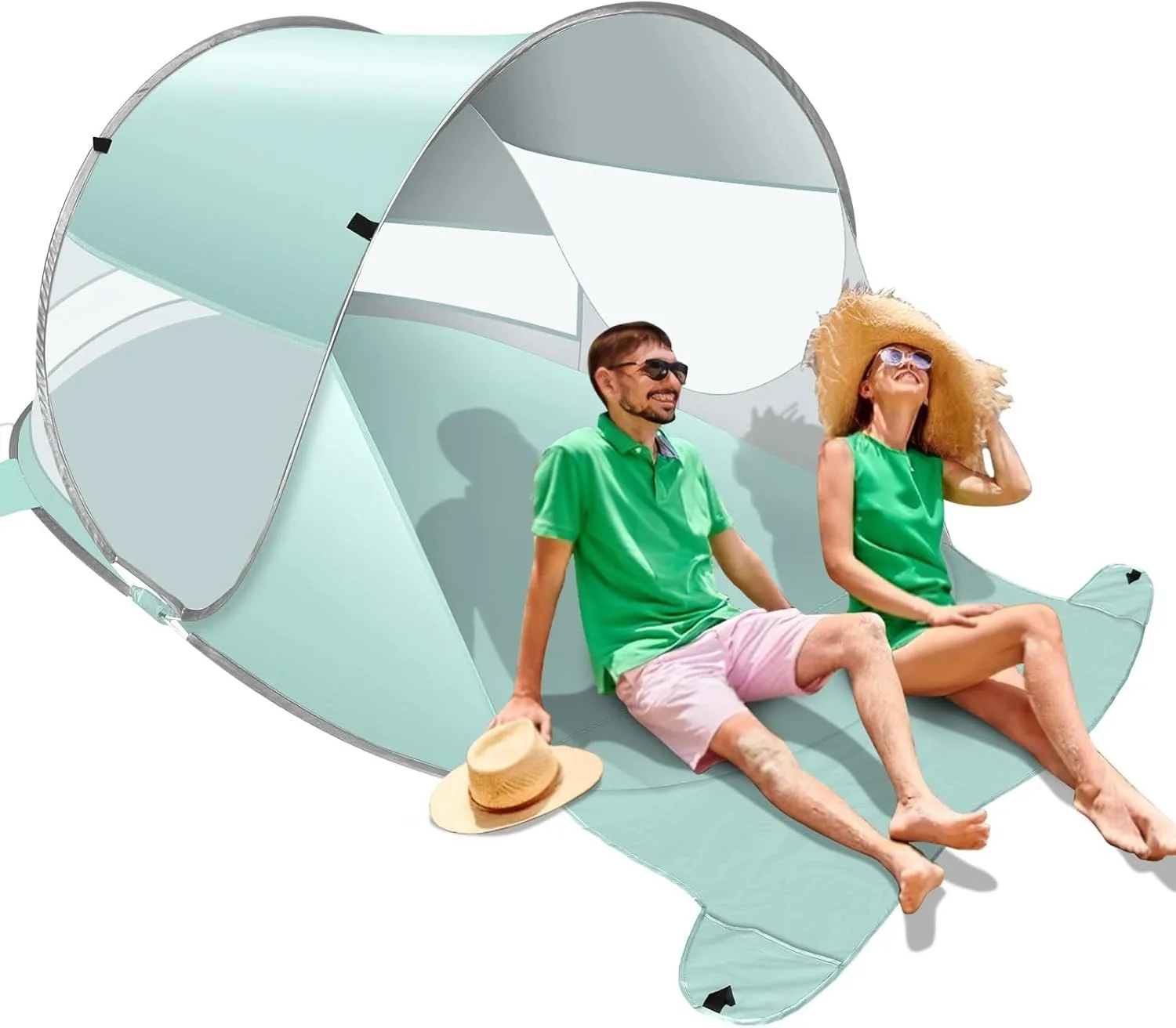 Fit  2 Person Beach Tent arge Automatic Pop Up Beach Shade Portable Sun Shelter Beach Umbrella Baby Tent with Carrying Bag