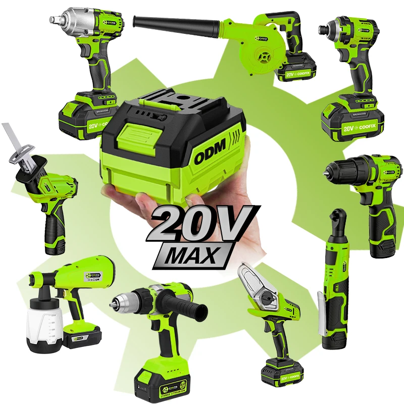 18V double switch crown Cordless Power Tools Combo Kit Cordless Drill 6pc kits kwith accessories 20 volt wireless screwdriver