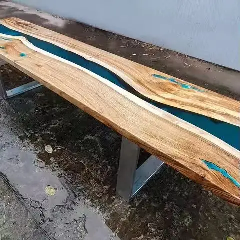 Best price of Wooden Furniture Kitchen Garden Outdoor Park Patio Epoxy Resin Walnut Wood Long Bench