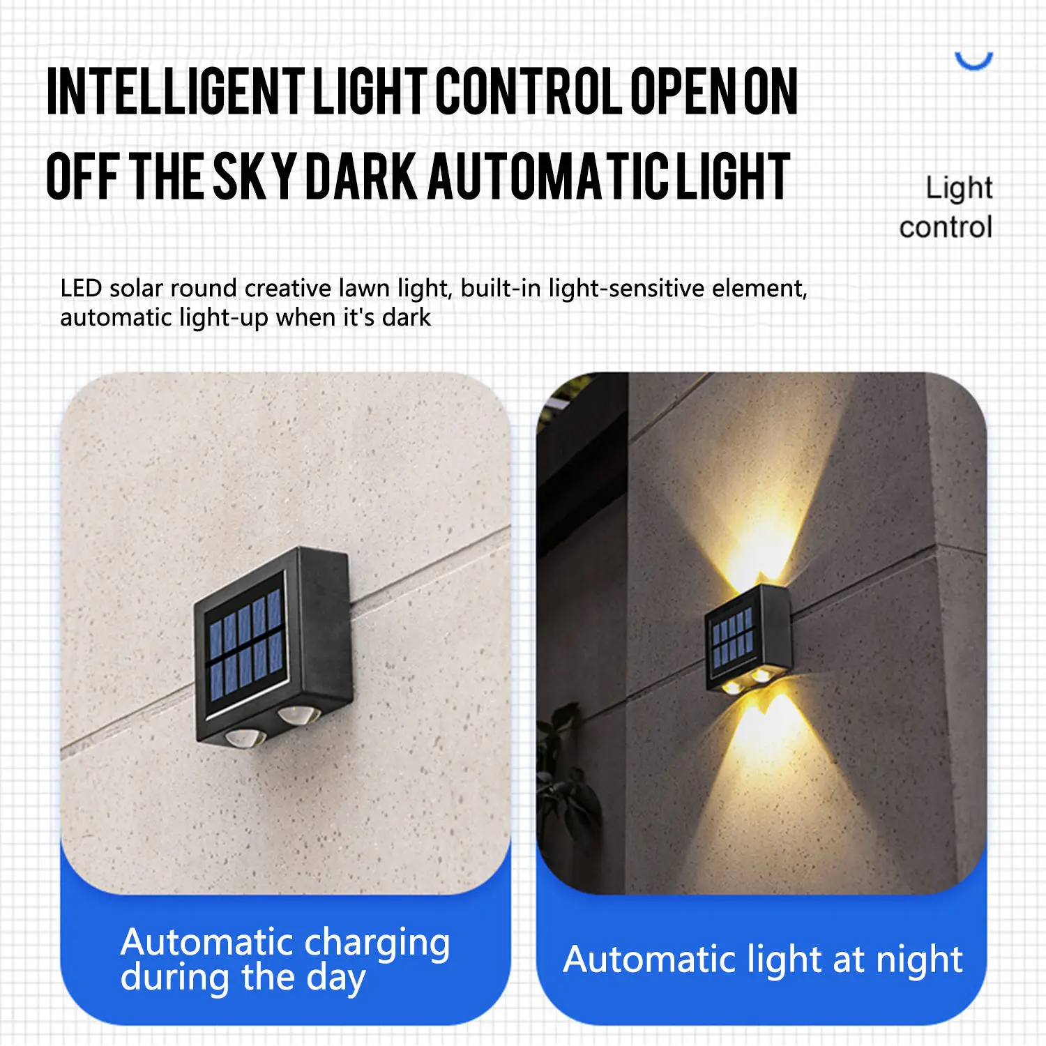 4LED up and down solar wall light, outdoor decoration garden courtyard home wall light waterproof solar light garden