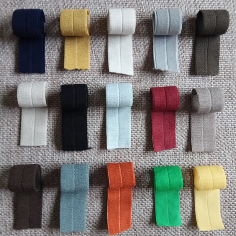 Guangzhou factory supply 20mm double sides brush fold over elastic bias tape binding elastic for down jacket TCBB05