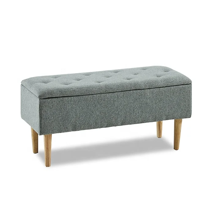 Living room furniture wood foot bench ottoman with storage function KD legs