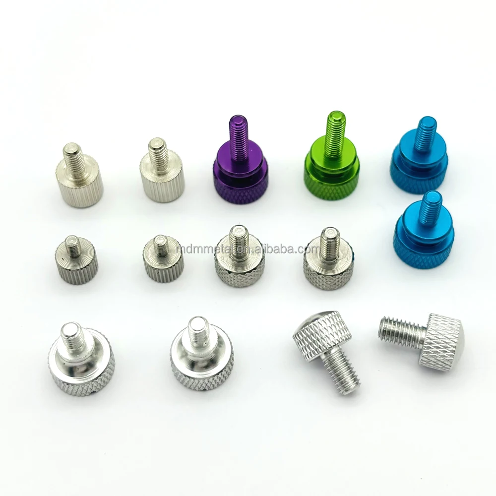 Colorful Anodized Aluminum Knurled Hand Drive Screws Thumb Screws M3