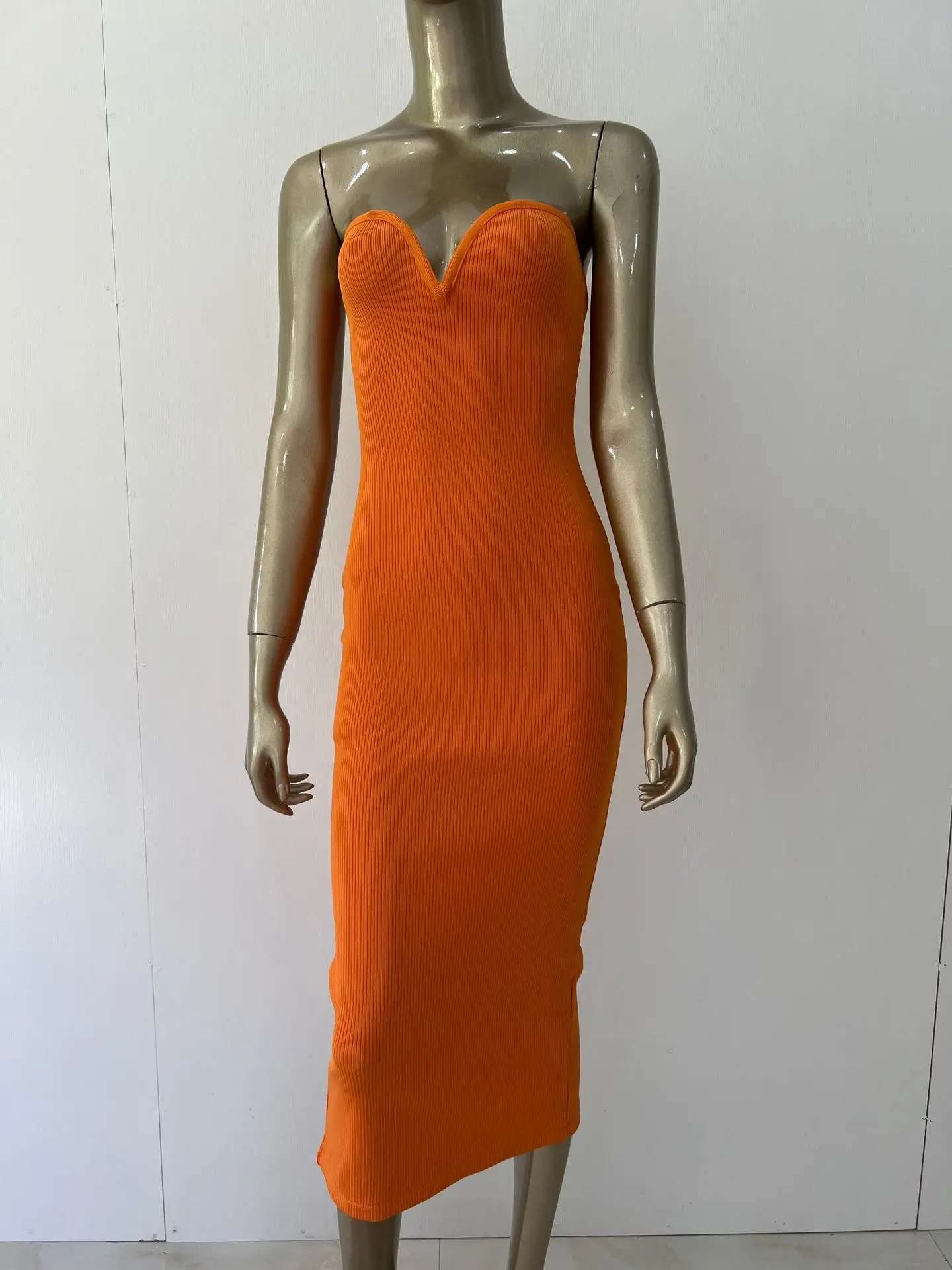 Strapless Bandage Dress Fashion New Style Sexy Backless Solid Color Bodycon Dress Women Club Dress