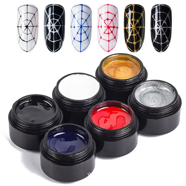 6 colors nail art paint DIY design wire liner drawing gel nail polish set kit colors uv gel gel nail polish