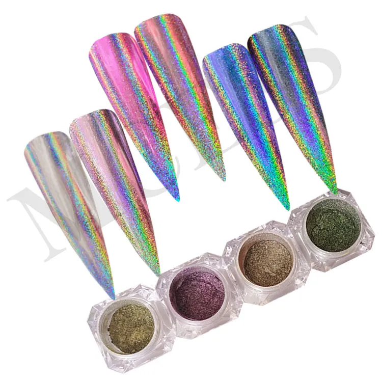 Brand MCESS bulk purple holographic lasts chrome french nail powder kit on dip nails