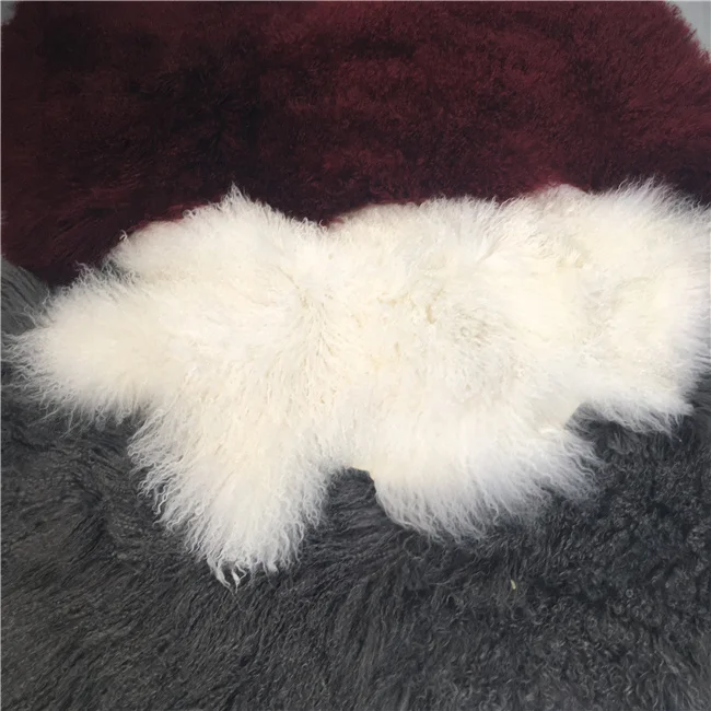 Белый кремовый монгольский овечий меховой ковер