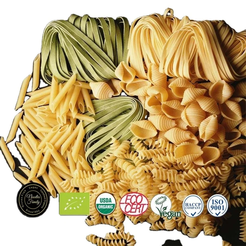 Organic Penne Hand Made Yellow Macaroni Pasta Wholesale in China Macaroni Custom Bag 100% Recyclable Plastic Packaging Certified