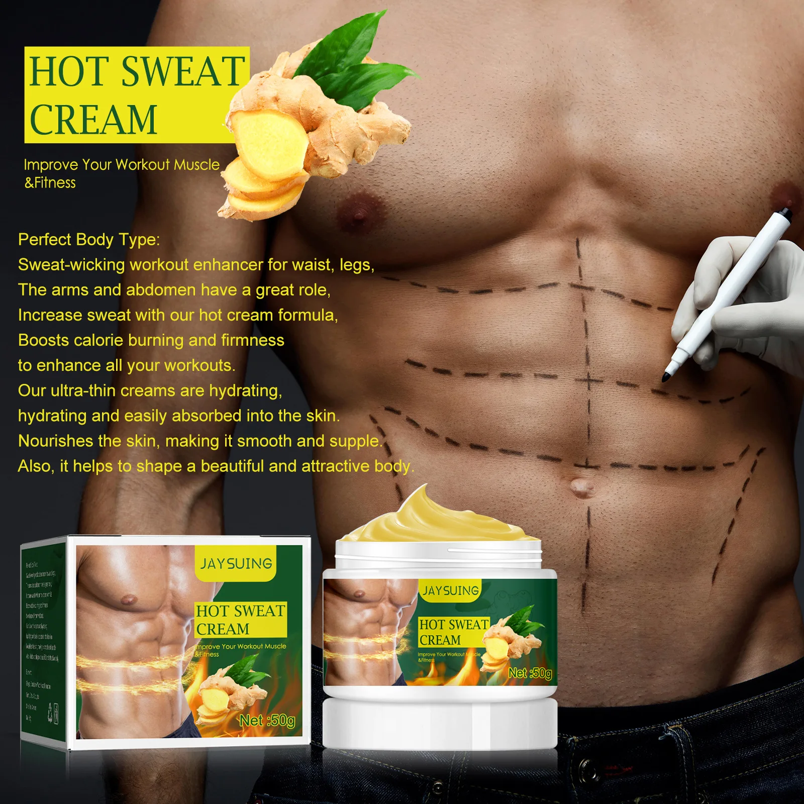 Private label Slimming Cream Beauty Magic Weight Loss Fat Burning Abdominal Muscles Belly Body Hot Sweat Cream For Men Women