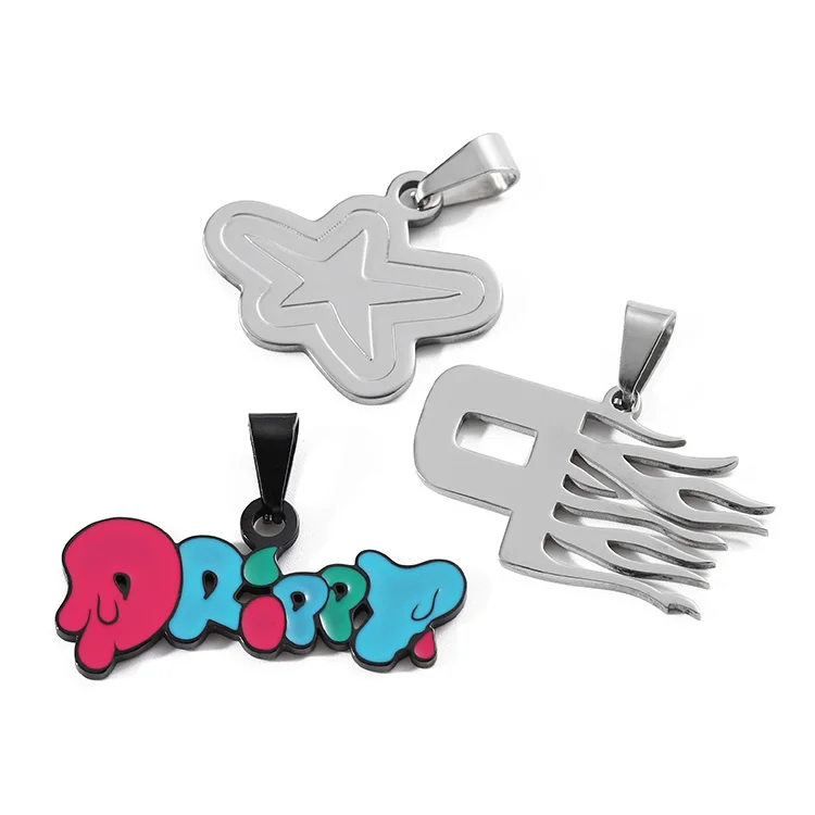 2024 New Fashion Pendant Necklaces Gold Silver Plated Stainless Steel Charms Cute 2d 3D Logo Letter Pendants for Necklace