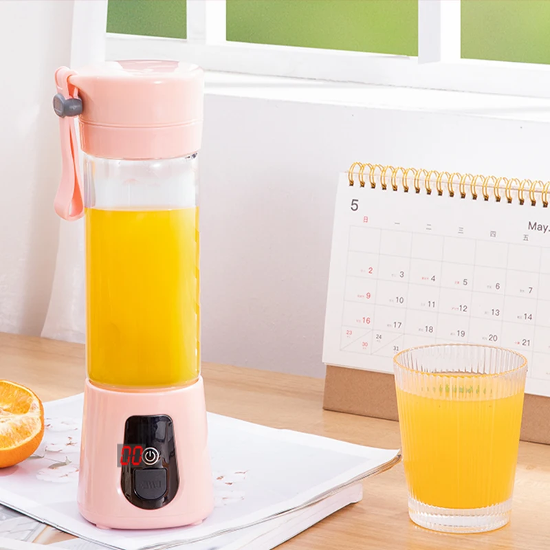 Battery Powered Juicer Mini Portable Stainless Steel Blade Blender Fruit Mixers Usb Rechargeable Juicer