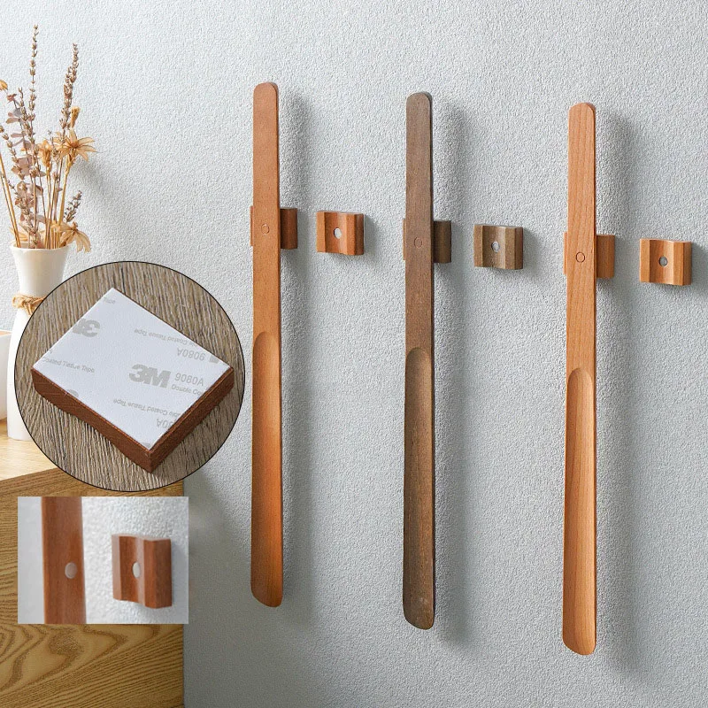 Wood Shoe Horn Long Handle Wall-mounted Magnetic Shoe Horn ,Spoon,Lifter for Seniors Pregnant Women Boots and Shoes horn