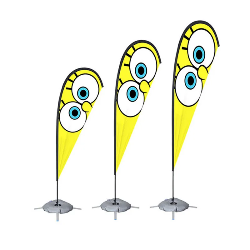 Promotional X-cross Base With Water Bag Single Double Sides Printing Polyester Teardrop Feather Banner Beach Flag