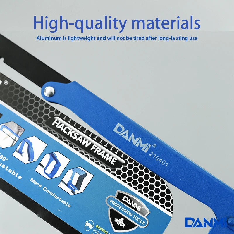 DANMI High Carbon Steel 12 inch Metal Frame Hacksaw Adjustable Hacksaw Frame Manual Saw for Wood Metal Plastic