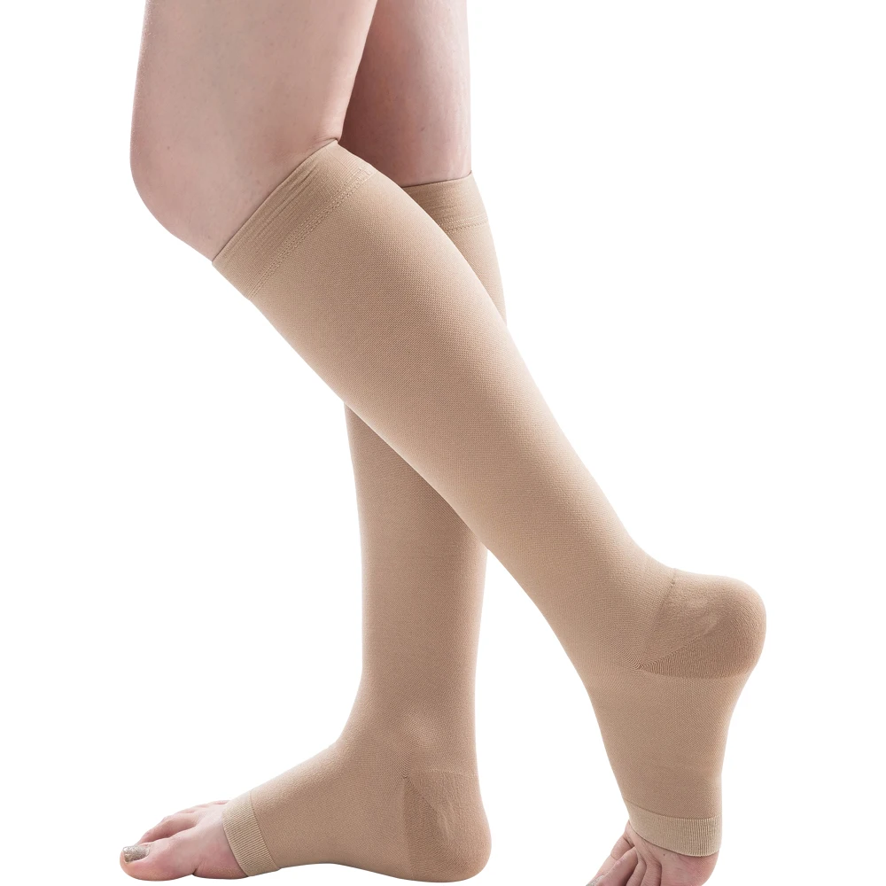 Wholesale Open Toe Compression Stockings 20-30mmhg Medical Varicose Veins Socks for Men & Women Autumn Football Use