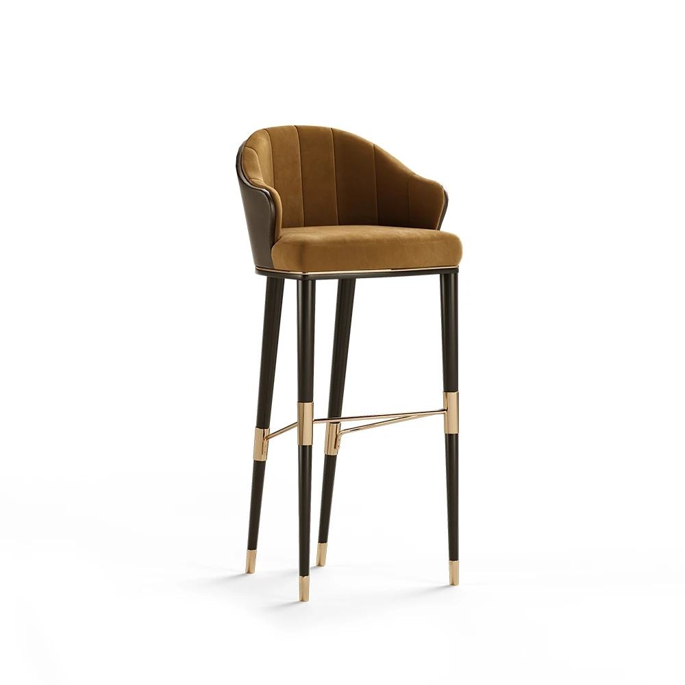 Italian designers light luxury solid wood bar stools modern bar furniture modern hotel bar chairs customized high footed stools