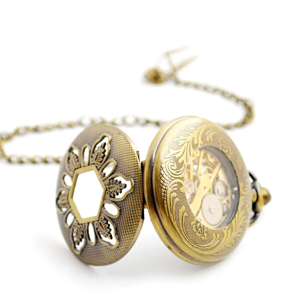 Antique hollow Manual Black Hand Winding mechanical Retro Roman Snow Pocket Watch