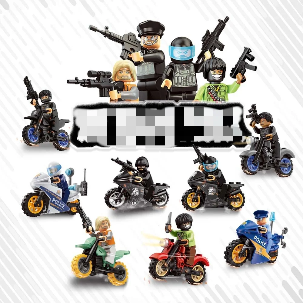 Wowei Game Motorcycle Police Car Compatible With Lego Small Particle Building Blocks Minifigure Assembly Toys Children Boy