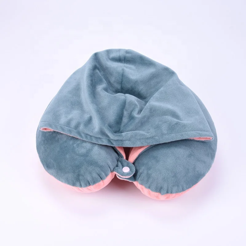 
Popular Memory Foam Neck Travel Pillow with Hood Eye Mask for Airplane 