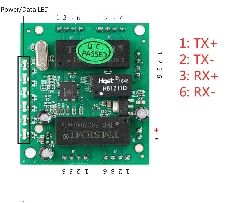 OEM 5-портовый ethernet-коммутатор 4 pin header 2,5 мм мини модуль автоматического включения света с Американская классификация проводов 2р разъем питания