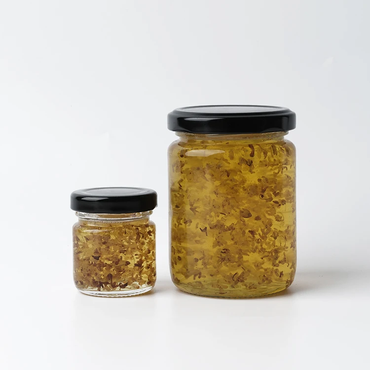 Wholesale 100ml 200ml 350ml 400ml 500ml 650ml Round Glass Food Storage Jars Jam Honey Hot Sauce Bottles with Metal Screw Lids