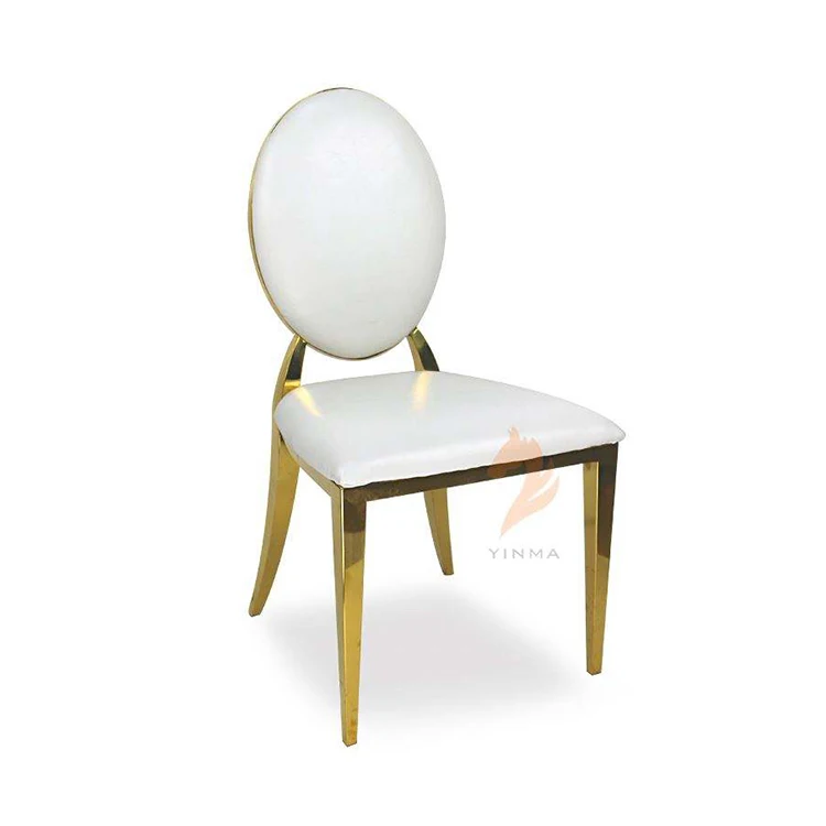 Роскошный современный золотой Банкетный стул из нержавеющей стали с круглой спинкой для свадьбы