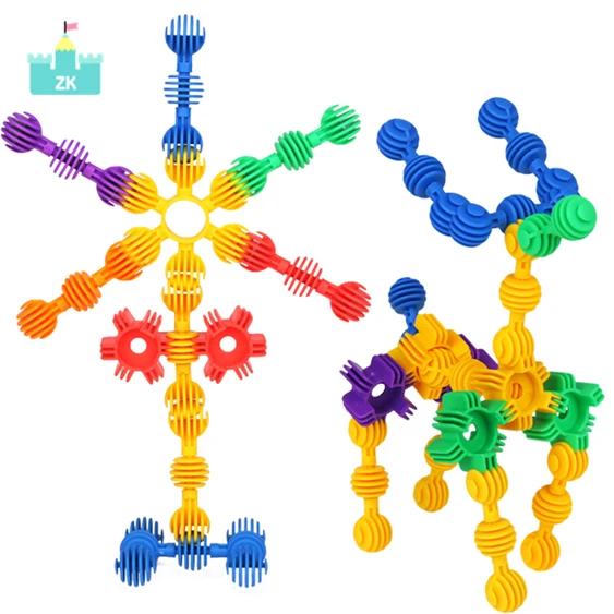 
120pcs Create Puzzle Manipluative Diy Brain Building Toy Games Preschool Kindergarten Plastic Soft Diy Blocks 