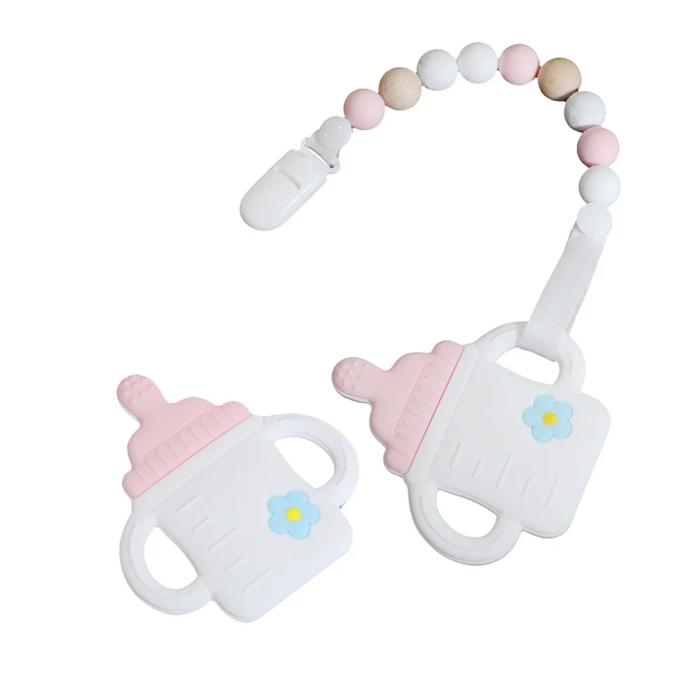 
 Оптовая продажа, детский силиконовый Прорезыватель для зубов, в форме бутылки для кормления молока, без БФА  