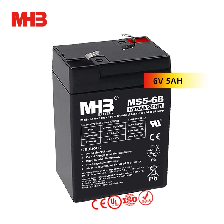 Mhb MS5-6B AGM VRLA Lead Acid 6V 5ah 20hr Rechargeable Battery Price for UPS Power Tools