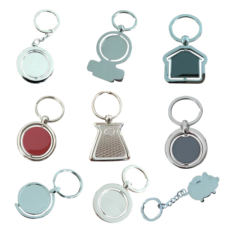 Factory Cheap Wholesale Custom Logo Metal Key Chain Souvenir Gift  Square Rectangle Round Heart House Shaped Metal Blank Keychai