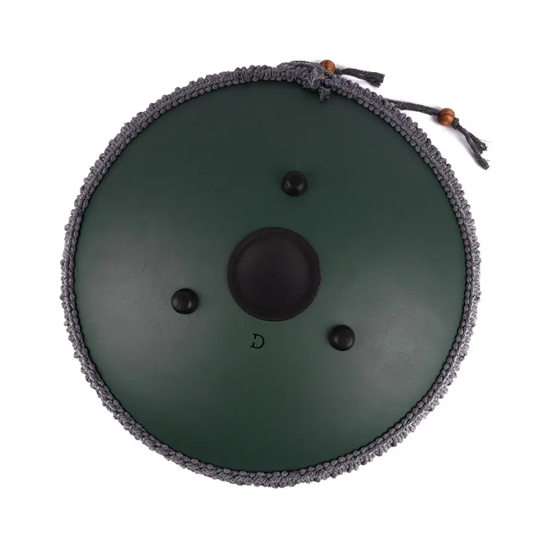 Factory offer the big size  design 14 inch (35 cm) 15 tongue dark green  hank drum D key balmy drum  steel tongue drum
