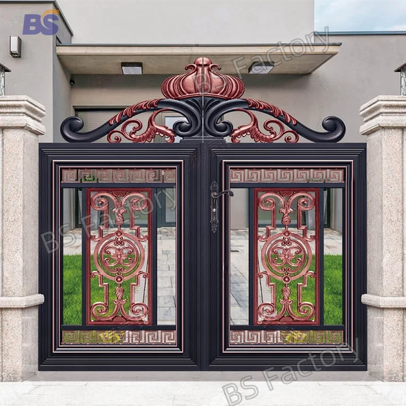 Courtyard carved hollowed-out aluminum art gate push pull European alloy villa translation sliding door
