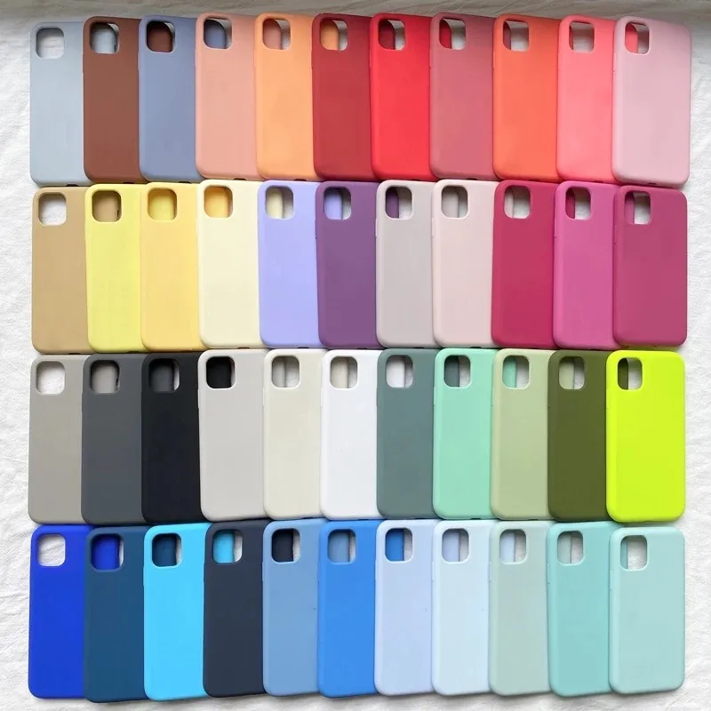 Wholesale Custom Logo Phone Case Cover Liquid Silicone Soft Fibre Phone Case Waterproof For Iphone 13 12 Pro Max Phone Cases