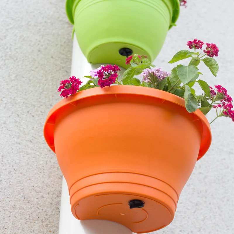 Wholesale Cheap Hanging Plastic Flower Pot Vertical Green Planter Decoration with Drainage Hole for Pipe Wall Garden Outdoor