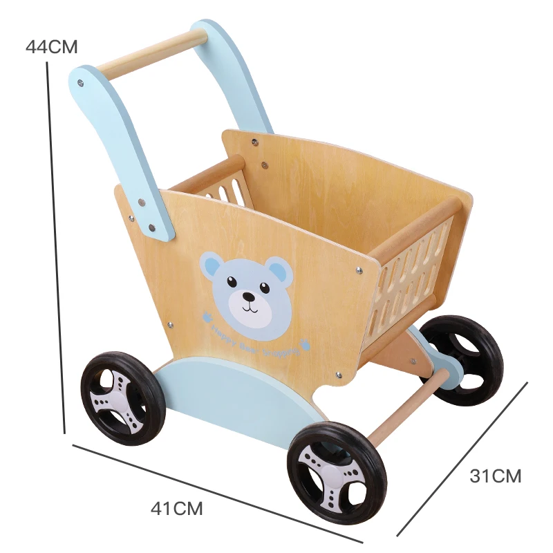 Factory direct sale baby animal shape shopping cart toy with food home supermarket toy Wholesale role play kitchen toys for kids