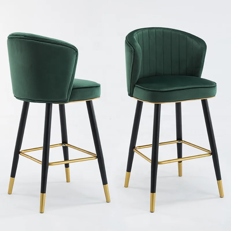metal bar stools upholstered velvet high bar chair dining table and chair stool backrest modern