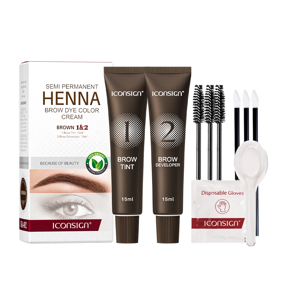 OEM Semi Permanent Eyebrow Dye Tinting Professional Brow Henna Private Label Hybrid Brow Dye Mixed Eyelash Eyebrow Tint Kit