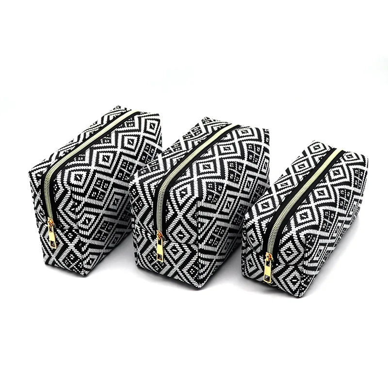 Hot sales Women Western Style Color Woven Cosmetic Bags Travel Makeup