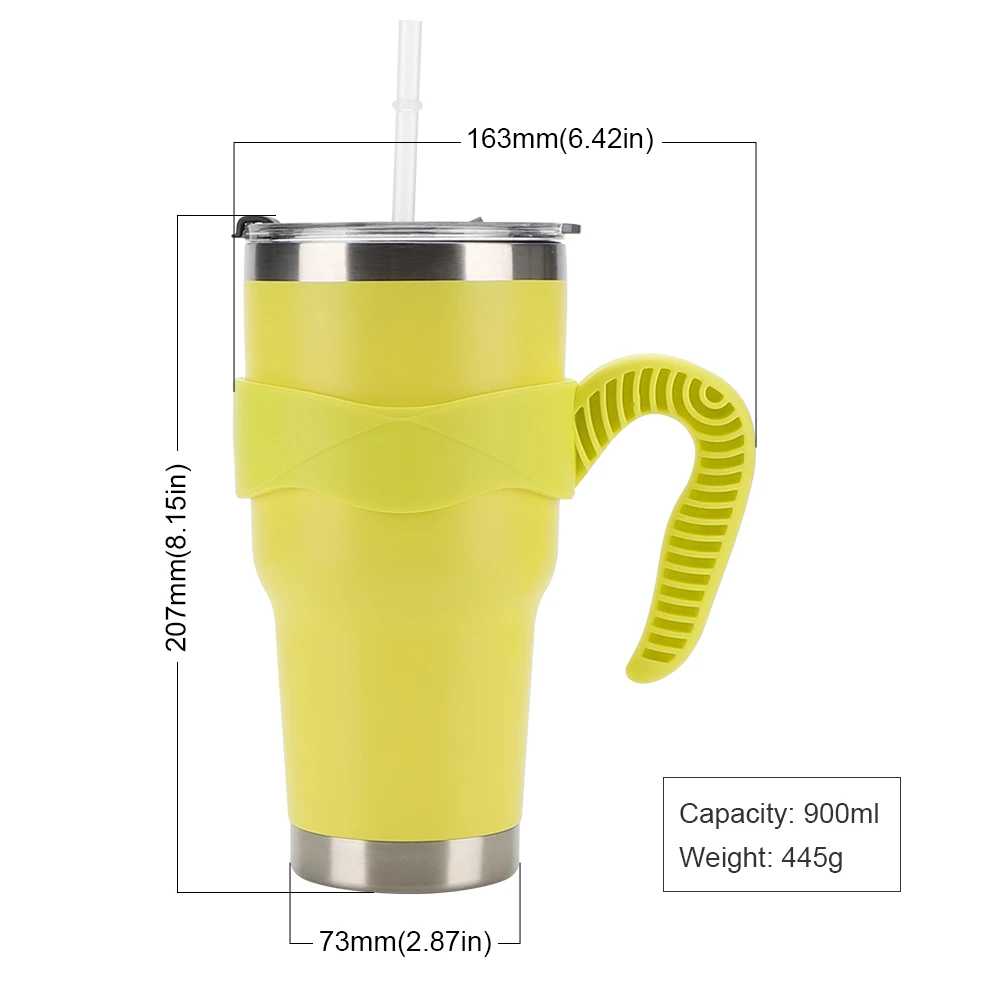 Wholesale 30OZ Insulated Double Wall Coffee Tumbler Cups Mugs Private Label Stainless Steel Water Flask Lid Handle Metal