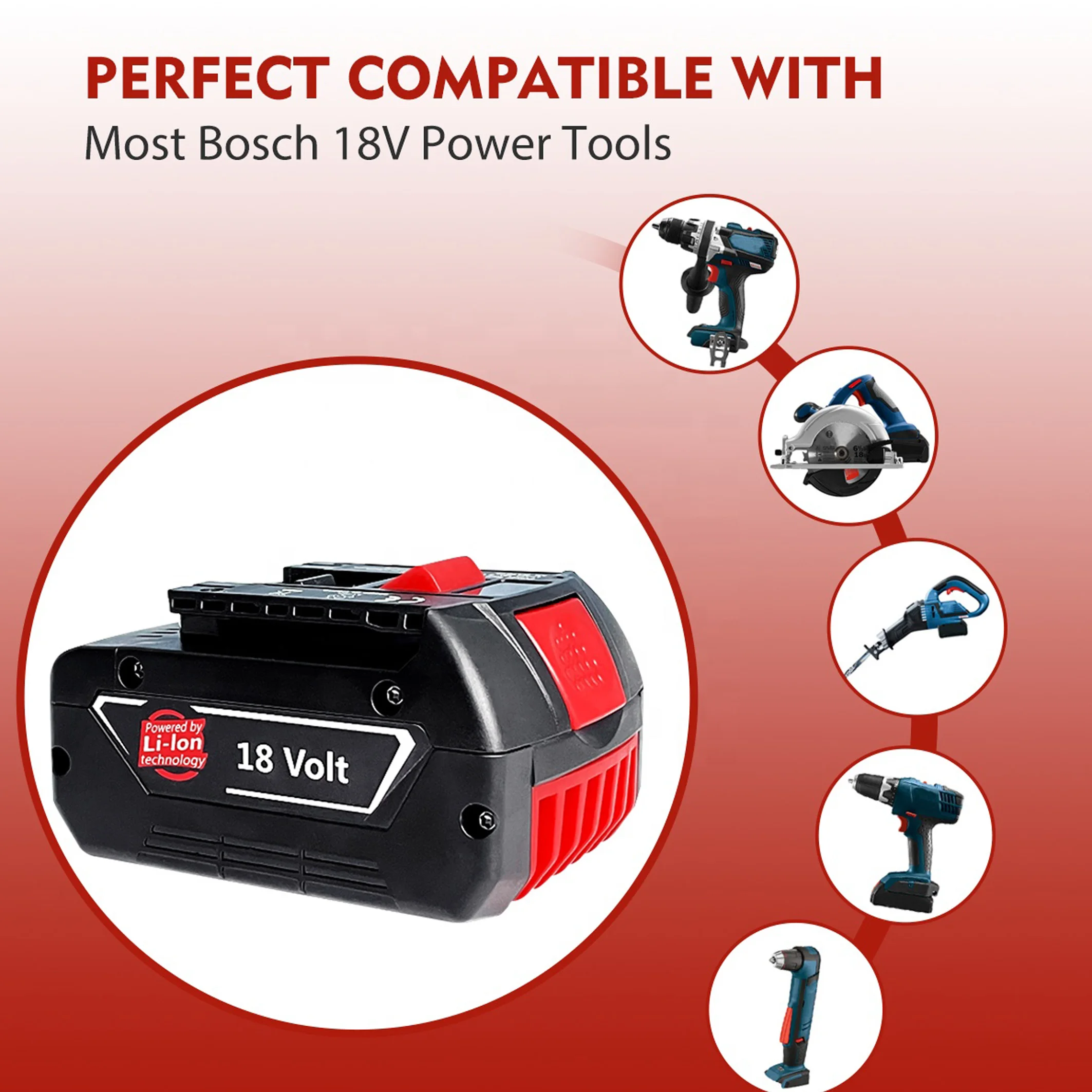 6.0Ah Replacement Bosch Battery 18v Li ion 5.0Ah 4.0Ah Battery Pack for Bosch Cordless Power Drills Battery