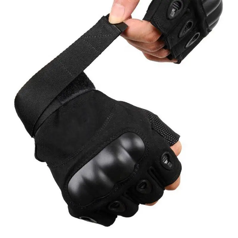 Unisex Heavy-Duty Fingerless Knuckle Protection Gloves Outdoor Training Tactical Fitness Sports Gym Cycling Spandex Polyester