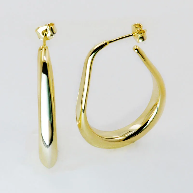 Simple Big Gold Earrings 18K Gold Plated Brass Earring Big For Women