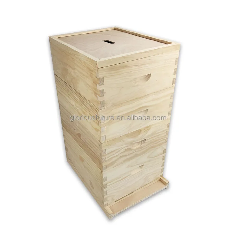 Beekeeping Factory High Quality 4 levels Pine Wooden Beehive 10 Frames Beehive Bee Box For Sale