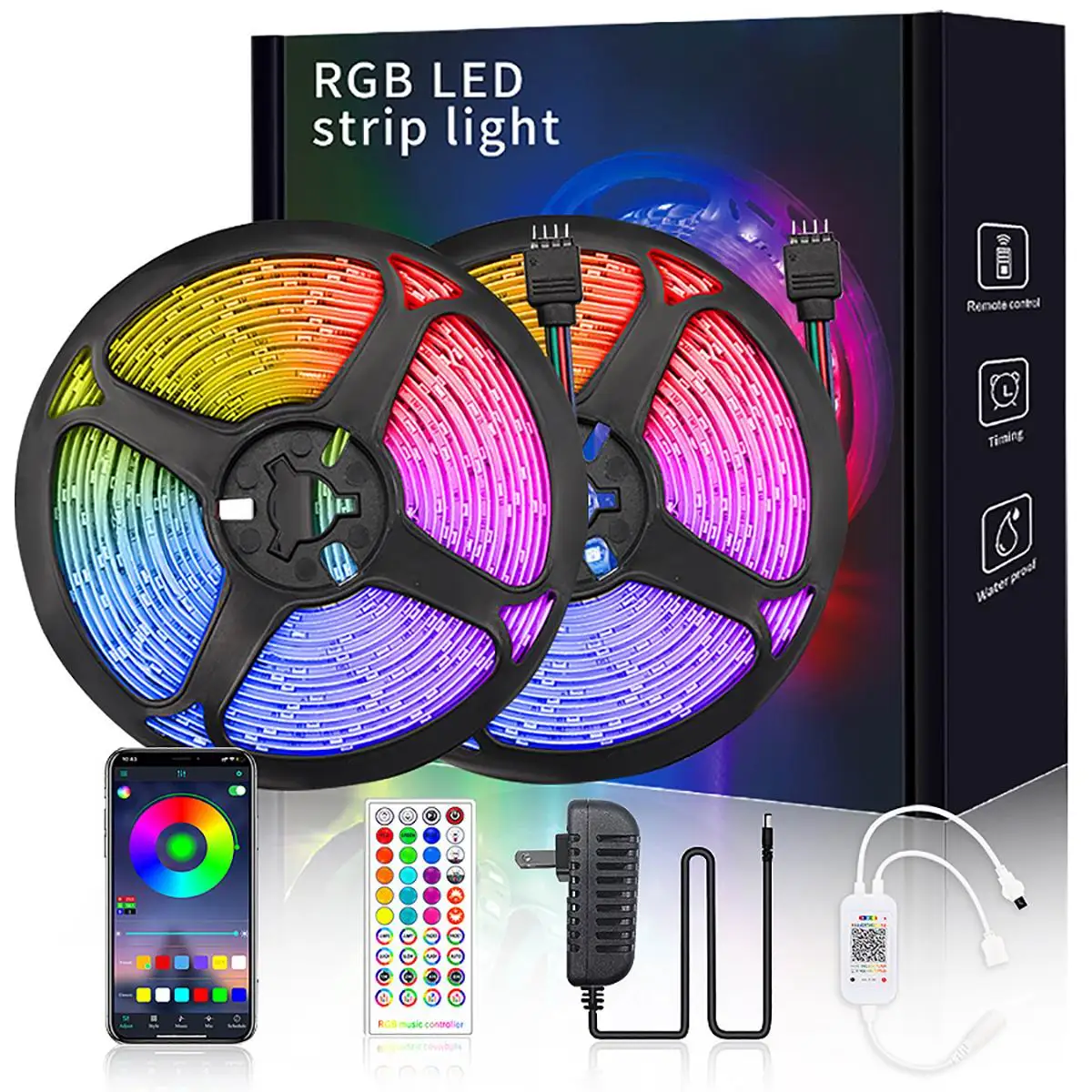 Wholesale 12V 5050 RGB Light Strip Bluetooth Smart App Waterproof LED Colorful Light Strip Set